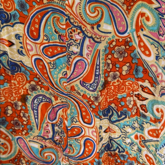 World Market orange blue paisley print braided spaghetti strap maxi dress S/M - Picture 8 of 11